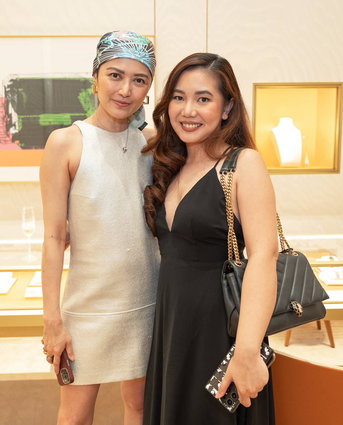 Kat Cruz-Villanueva and Bvlgari Philippines associate marketing and communications manager Jesha Abad (right).